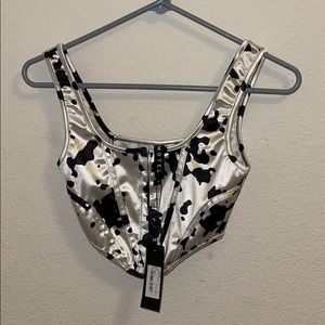 ELCI CORSET TOP IN DALMATIAN BLACK AND WHITE